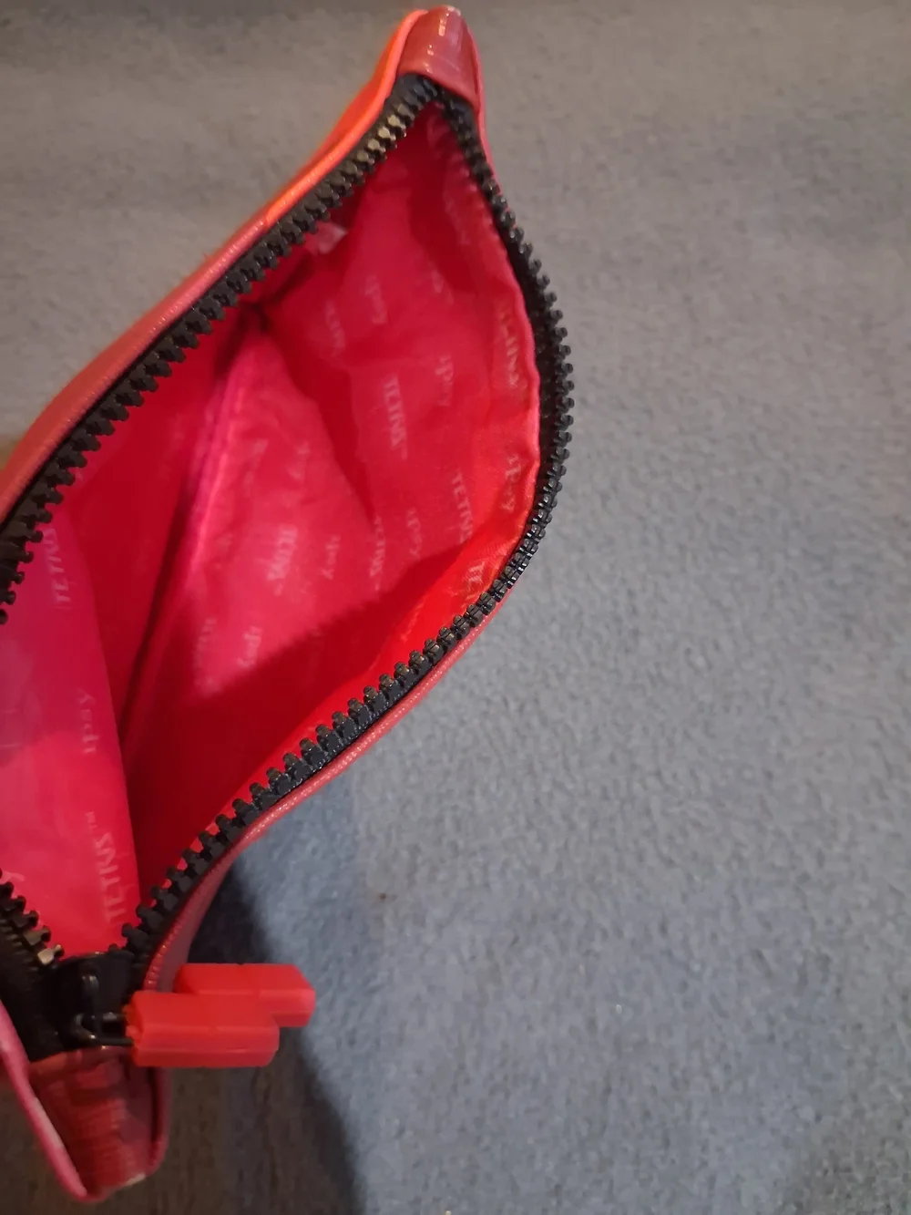 Ipsy Geometric Red Cosmetic Pouch